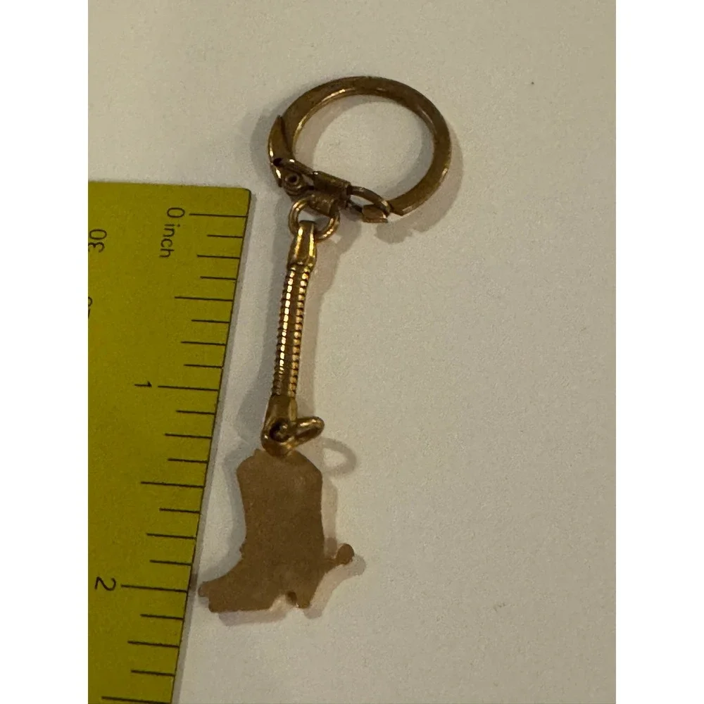 Vintage Gold Tone Cowboy Boot‎ Keychain Western Spur Snake Chain Accessory